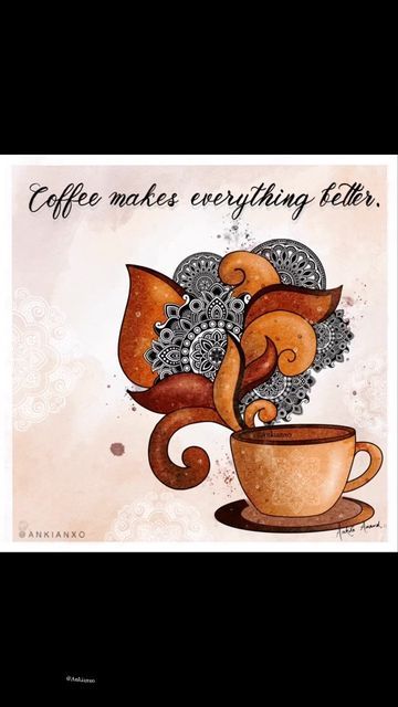 Coffee Mandala Art, Coffee Mandala, Coffee Doodle, Front Page Design, Design Pattern Art, Instagram Coffee, Create Drawing, Mandala Artwork, Tea Art