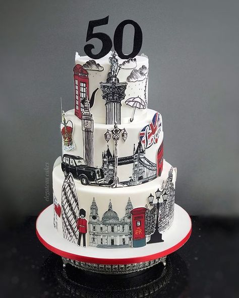 Cakes By Elegateau Cakes в Instagram: «The perfect birthday cake to give you a tour around London in a quick glance👀👁👣👑🎩☔️ #birthdaycakeslondon #londoncakes #londonlandmarks…» Perfect Birthday Cake, London Birthday, Edible Centerpieces, Novelty Birthday Cakes, 50th Cake, London Cake, Handmade Cake, Celebration Cake, London Landmarks