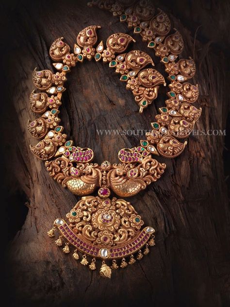 Gold Antique Mango Mala With Price Details, Gold Antique Mango Mala With Diamonds. Mango Mala Jewellery, Latest Gold Jewellery, Gold Temple Jewellery, Mala Jewelry, Antique Gold Jewelry Indian, Gold Necklace Indian Bridal Jewelry, Antique Jewelry Indian, Wedding Jewellery Collection, Antique Gold Jewelry