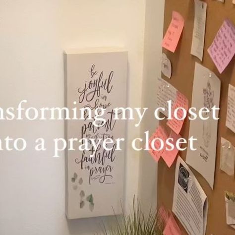 189K views · 35K likes | Cynthia | UGC Creator on Instagram: "how my prayer closet came to be 🤍⁣ ⁣ I didn’t grow up in a home where I had a big closet, let alone my own closet. But I did have places to spend my quiet time with God (my bed, kitchen table, hammocking, lake, etc.). It’s so important to have that quiet space to really sit in His presence. I am now blessed to have my own prayer closet in my home. If you don’t have that quiet space, you can always find/make your own place that currently works for you :) ⁣ ⁣ ⁣most of my items were gifted from friends/fam throughout the years, but I did make a “prayer closet” section on my Amazon storefront (link in bio) to some items that are very similar. But you can always find similar things at Tj Maxx too 🫶🏼 ⁣ ⁣ Christian content Christian Diy Prayer Closet, Small Prayer Closet Ideas Spaces, Prayer Closet Ideas Spaces, Catholic Lifestyle, Christian Reels, Prayer Boards, Quiet Time With God, Big Closet, Small Closet Space