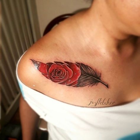 Infinity Tattoo With Feather, Wörter Tattoos, Red Rose Tattoo, Tattoo Trend, Geniale Tattoos, Disney Tattoo, Rose Tattoo Design, Feather Tattoo, Feather Tattoos