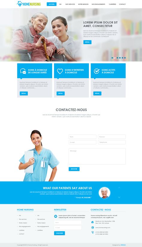 HOME NURSING I Responsive Design Template on Behance Blog Banner Design, Healthcare Website, Website Design Inspiration Layout, Technology Theme, Blog Banner, Websites Design, Webdesign Inspiration, Branding Session, Nursing Homes