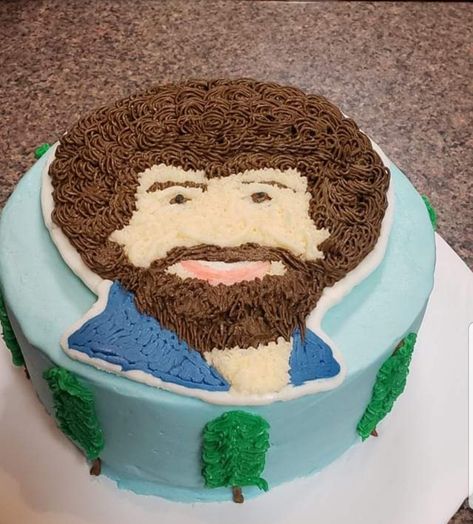 Bob Ross cake Bob Ross Birthday Cake, Bob Ross Cake Ideas, Bob Ross Birthday Party Ideas, Bob Ross Cake, Bob Ross Birthday Party, Bob Ross Party, Bob Ross Birthday, Birthday Foods, Grammy 2022