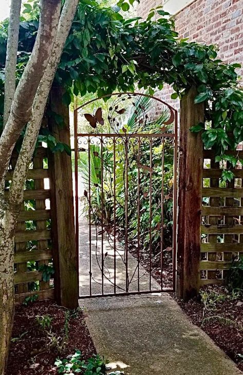 Simple Gate, Wall Gate, Wrought Iron Garden Gates, Kids Gate, Garden Gates And Fencing, Metal Garden Gates, Iron Garden Gates, Garden Gate Design, Vines Leaves