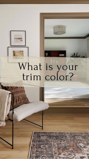 Best Trim And Door Color, Cream Walls Brown Trim, What Color To Paint Baseboards, Colored Trim Interior Baseboards, Beige Trim Interior, Painted Trim Colors, Tan Trim White Walls, Trim Painted Same Color As Walls, White Walls Brown Trim