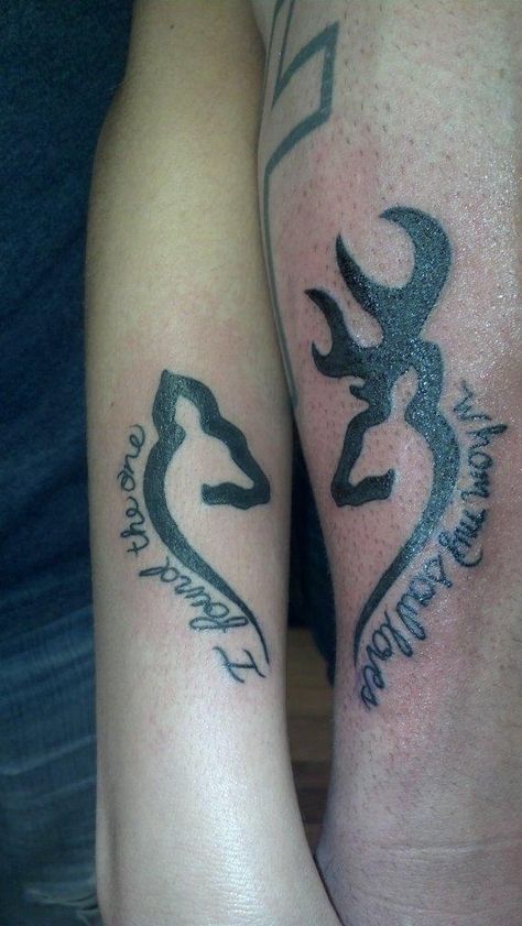 "I found the one whom my soul loves" Country Couple Tattoos, Tattoos Country, Deer Tattoos, Country Girl Tattoos, Music Quote Tattoos, I Found The One, Him And Her Tattoos, Couple Tattoos Unique Meaningful, Couples Tattoo