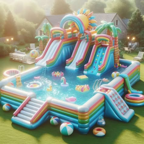 Playground Shape Inflatable Pool Inflatable Pool Ideas Backyard, Princess Playroom, Pool Ideas Backyard, Makerspace Design, Pool Inflatables, Inflatable Pool Toys, Backyard Upgrades, Pool Shade, Ultimate Backyard