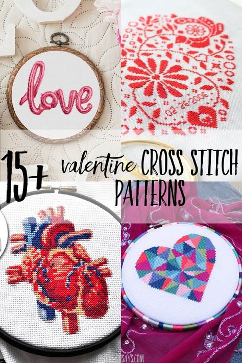 A curated list of modern heart cross stitch patterns! Includes Valentine's Day cross stitch designs with love, hearts, and more cute themes. Free Valentines Cross Stitch Patterns, Valentines Cross Stitch Patterns Free, Valentine Cross Stitch Patterns, Valentines Cross Stitch, Valentine Cross Stitch, 123 Stitch, Embroidery 101, Heart Cross Stitch, Diy Baby Headbands