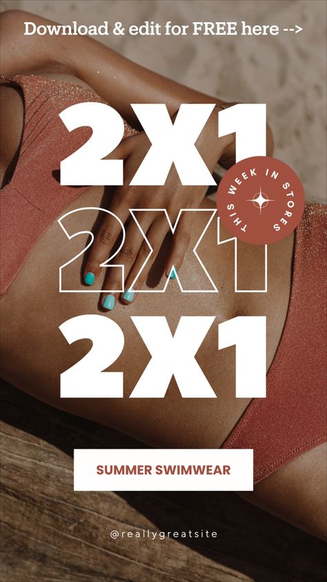 Boost your swimwear sales with this striking red and white minimalist Instagram story template promoting a 2x1 discount. Perfect for grabbing attention and driving engagement, this template is fully editable and free of watermarks. Customize the text and design to fit your brand and download it via the link in the image to access Canva.

#SwimwearSale #DiscountPromo #2x1Sale #InstagramStory #MinimalistDesign #EditableTemplate #FreeDownload #NoWatermarks #FashionPromo #SummerSale #Canva Discount Story Instagram, Photo Instagram Story, Minimalist Instagram Story, Minimalist Instagram, White Minimalist, Summer Swimwear, Swimwear Sale, Instagram Story Template, Story Template