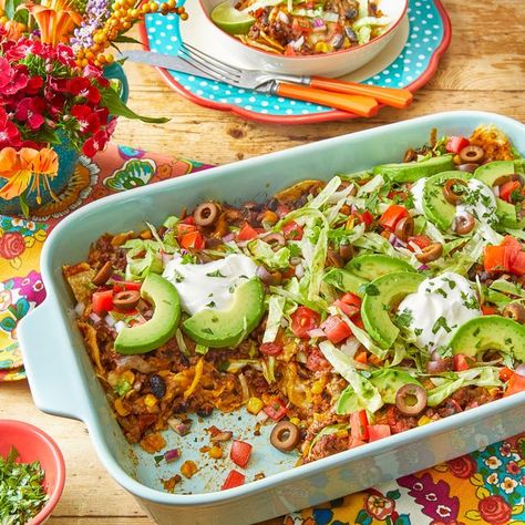 the pioneer woman's taco casserole recipe Nacho Chips, Taco Seasoning Packet, Taco Ingredients, Taco Casserole, Beef Casserole, Easy Casserole, Casserole Recipe, Pioneer Woman, Casserole Recipes