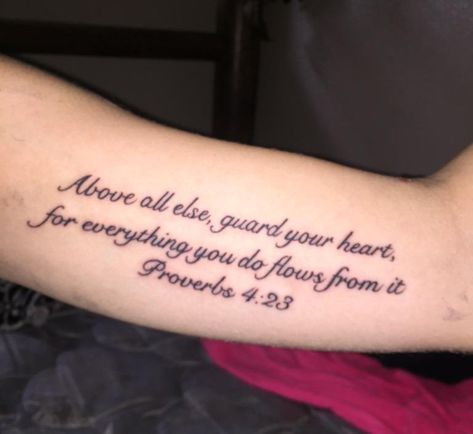 @gillianvidegar Inspiring Quote Tattoos, Inner Arm Tattoos, Bible Verse Tattoos, Verse Tattoos, Good Tattoo Quotes, Omerta Tattoo, Inspirational Tattoo, Inner Arm Tattoo, Meaningful Tattoo Quotes