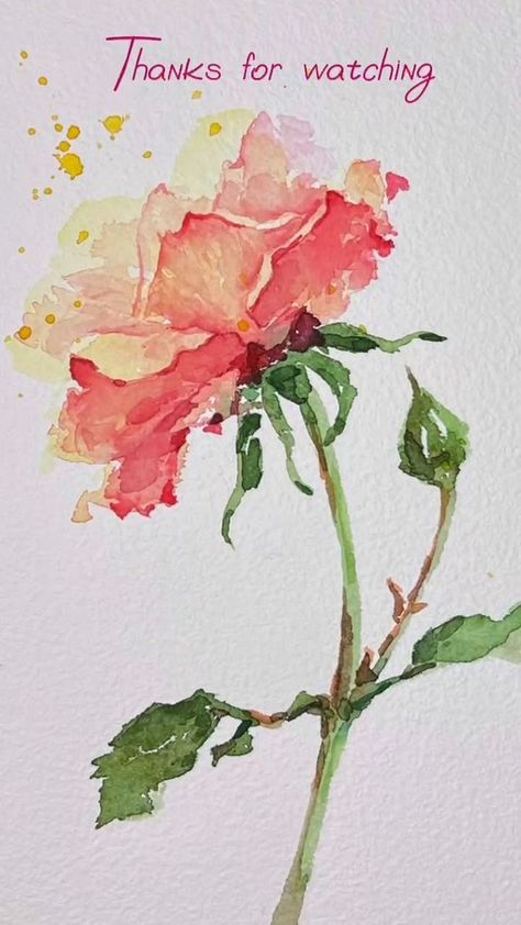 Paint a loose watercolor rose flower with me #reelsvideo #watercolorpainting #rose | LINDAartdiary | Royalty Free Music Background · Sentimental Lo-Fi Piano Loose Rose Watercolor, Single Rose Painting, Loose Watercolor Roses, Watercolor Roses Painting, Loose Watercolor Flowers Watercolour, How To Paint Watercolor Flowers, Rose Painting Watercolor, Watercolor Rose Flower, Pink Floral Painting