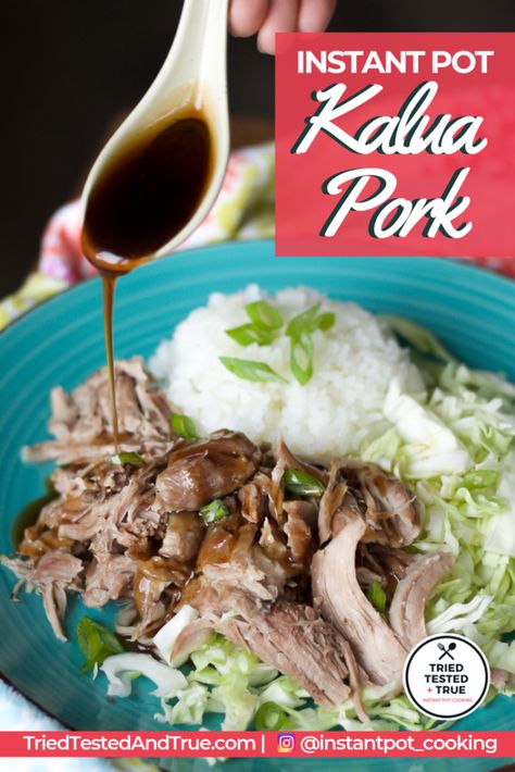 Instant Pot Kalua Pork | Instant Pot Kalua Pig Recipe Pin with Teriyaki sauce | Instant Pot Pork Kalua Pork Instant Pot, Kaluha Pork, Instant Pot Kalua Pork, Kalua Pig Recipe, Pork Instant Pot, Picnic Roast, Kalua Pork, Hawaiian Dishes, Pork Roast Recipes