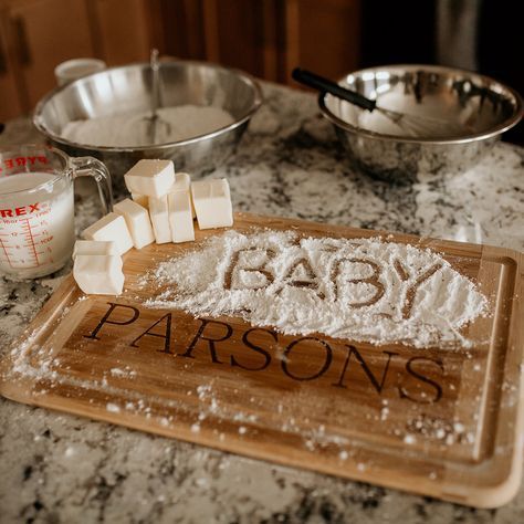 25+ Cooking Themed Pregnancy Announcements - Leaf and Steel Maternity Shoot In Kitchen, Maternity Baking Photoshoot, Kitchen Pregnancy Announcement, Baking Maternity Shoot, Half Baked Pregnancy Photo With Husband, Half Baked Maternity Photoshoot, Half Baked Pregnancy Photo 20 Weeks, Kitchen Maternity Photoshoot, Half Baked Maternity Photo