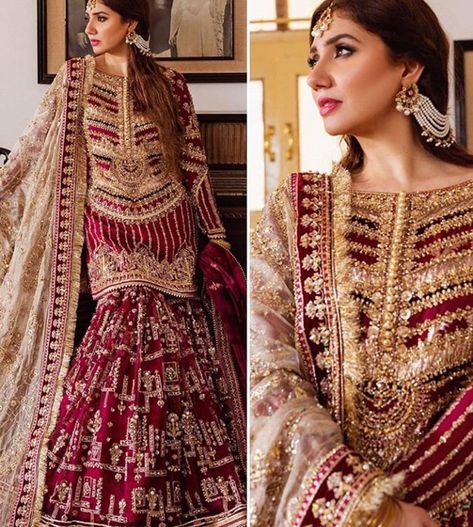 Shukrana Outfit For Bride, Partywear Outfits, Crochet Cable Knit, Pakistani Party Wear Dresses, Red Bridal Dress, Asian Bridal Dresses, Bridal Lehenga Collection, Latest Bridal Dresses, Bridal Dresses Pakistan