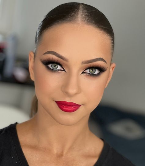 Makeup and hairstyle ideas for you 🤍 #ballroomhairstyle #ballroomdancing #ballroomdance #ballroommakeup #makeup #hairstyle #latindance #latin #standarttanz Ballroom Makeup Latin, Latin Dance Makeup, Dance Makeup Looks, Ballroom Dance Makeup, Ballroom Competition Makeup, Ballroom Competition Hair, Dance Competition Makeup, Latin Hairstyles, Ballroom Makeup