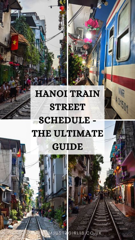 Hanoi Train Street Schedule – The Ultimate Guide Are you planning a trip to Hanoi to see the world-famous Train Street and wondering how often does the train go through Hanoi? This ultimate guide to the Hanoi Train Street schedule is for you! This ultimate guide to the Hanoi Train Street Schedule covers everything you need to know about how often the train passes through Hanoi, where to go to get the best views of Train Street and even where to stay in Hanoi directly above Train Street! Train Street Hanoi, Hanoi Train Street, Train Times, Line Photo, Perfect Itinerary, Hanoi Vietnam, Planning A Trip, Vietnam Travel, Best Places To Eat