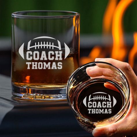 Football Coach Engraved Whiskey Glass, Custom Name Whiskey Glass, Football Coach Rocks Glass, Football Coach Gift, Football Gift Idea Whether it's Father's Day, a birthday, or any special occasion, a Custom Engraved Whiskey Glass is the perfect gift to make the moment truly unforgettable. Surprise Dad, Grandpa, or your special guy with a one-of-a-kind keepsake that captures a cherished memory or a funny moment they'll always remember. Celebrate the special men in your life with a gift that's as unique and special as they are. About this item: - Capacity: 10.25 oz - Material : Premium Glass - Dishwasher safe - Made in the USA * HIGH - QUALITY LASER - ENGRAVED WHISKEY GLASS * HOW TO ORDER: 1. Enter the custom. 2. Click "Add to Cart". 3. Enter shipping, billing information and check it out. D Football Coach Gift Ideas Diy, Football Coaches Gift Ideas, Team Mom Gifts Football, Football Banquet Ideas, Football Coach Gift Ideas, Coach Gift Ideas, Football Fundraiser, Football Player Gifts, Team Mom Gifts