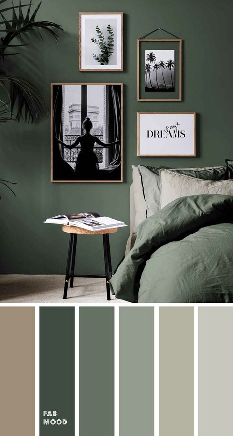 Earth Tone Bedroom, Bedroom Shades, Green Bedroom, Earth Tone Colors, Green Walls, Bedroom Color Schemes, Couple Bedroom, Green Rooms, Bedroom Green