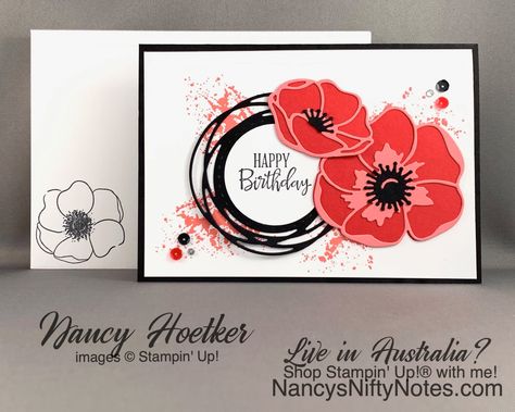 Garden Cactus, Stampin Up Karten, Painted Poppies, Poppy Cards, Clay Stamps, Roses Pink, Stamping Up Cards, Fun Fold Cards, Floral Cards