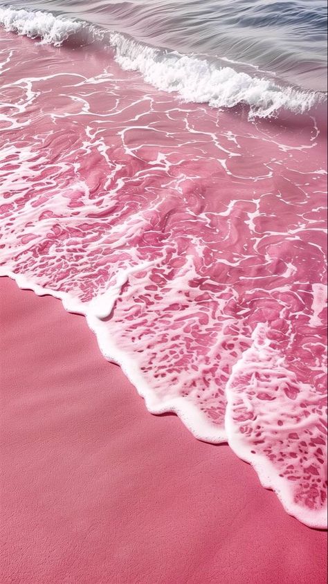 Pink Sand Beach, Branding Mood Board, Pink Beach, Pink Sand, Beautiful Fantasy Art, Beach Aesthetic, Ocean Waves, Pink Red, Mood Board