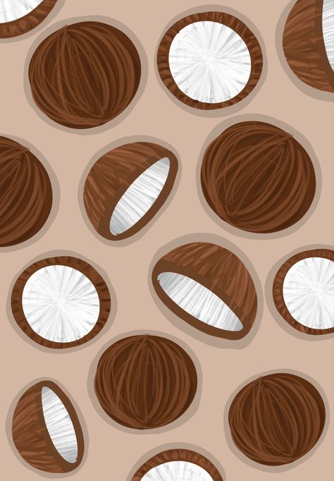 Coconut Background, Coconut Wallpaper, Summer Prints Wallpaper, Cute Images For Wallpaper, Cute Home Screen Wallpaper, Retro Painting, Cute Home Screens, Cute Summer Wallpapers, Haiwan Lucu