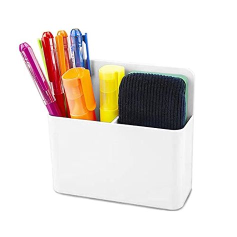 VieFantaisie Magnetic Dry Erase Marker Holder, Magnetic Pen Holder for Fridge, Magnetic Marker Holder, Whiteboard Marker Holder for Locker Accessories, School, Office, Home, Magnetic Cup,1 Pack, White Movable Divider, Whiteboard Marker Holder, Dry Erase Marker Holder, Magnetic Pen Holder, Whiteboard Organization, Marker Holder, Locker Accessories, Magnetic Pen, Divider Design