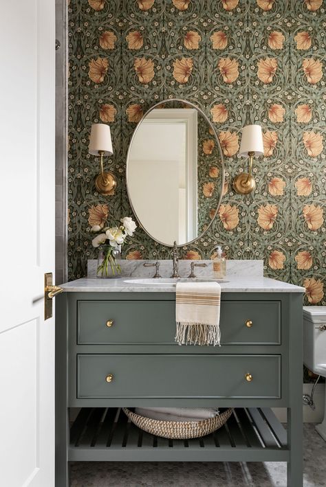 Our Favorite Green Paint Colors - Studio McGee Benjamin Moore Green Bathroom Colors, Best Bathroom Vanity Paint Colors, Favorite Green Paint Colors, Green Bathroom Colors, Sm Ranch House, Mcgee Bathroom, Benjamin Moore Bathroom, Benjamin Moore Green, Green Bathroom Vanity