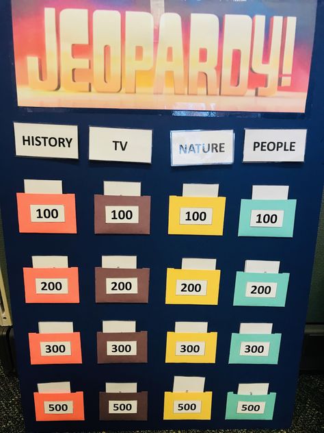 Price Is Right Games For Work, Jeopardy Board Diy, Jeopardy Game Diy, Banquet Games, Jeopardy Board, Trifold Board, Sunday School Games, Thinking Games, Jeopardy Game