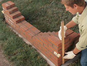 Diy Brick Planter, Brick Garden Wall, Brick Patio Ideas, Building A Brick Wall, Brick House Exterior Makeover, Brick House Exterior, Brick Wall Gardens, Fireplace Brick, Brick Planter