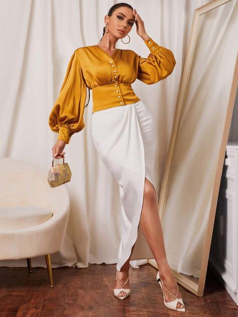 Party Tops For Women Classy Blouses, Satin Printed Tops, Satin Tops Blouses Long Sleeve, Classy Tops For Women Chic, Satin Blouse Outfit Classy, Elegant Blouses For Women Classy, Satin Tops Blouses Classy, Corporate Tops, Satin Tops For Women