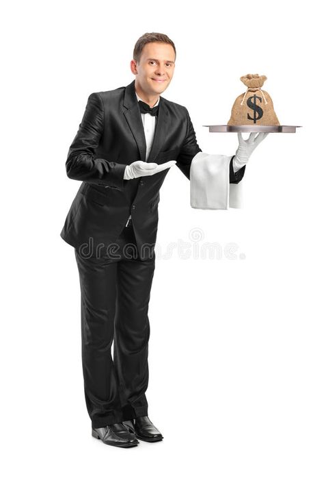 Male Background, Money Bag, Drawing Poses, Art Reference Poses, Royalty Free Images, Bow Tie, Hold On, Photo Image, Full Length