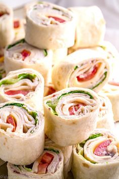 Costco sells a roasted chicken & Swiss roll-ups platter that "stays" together and looks so appealing! Make it with turkey if you insist but this is a roll ups recipe to try! The cream cheese spread helps the rolls stay together without any toothpicks and it pairs so well with the meat! Turkey Roll, Pinwheel Sandwiches, Costco Chicken, Pinwheel Appetizers, Cream Cheese Spread, Meat Rolls, Roll Ups Recipes, Cranberry Cream Cheese, Pinwheel Recipes