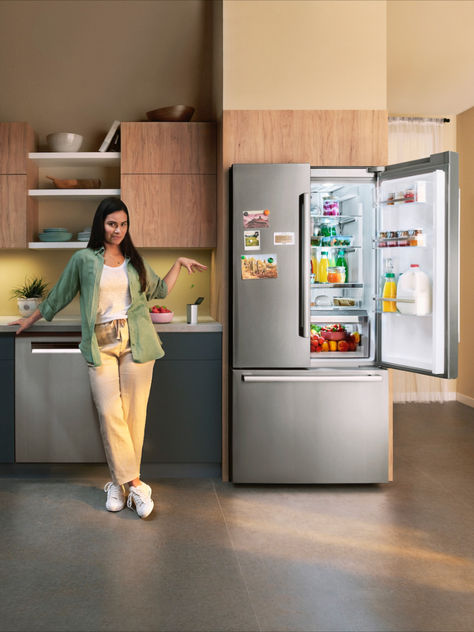 Bosch Fridge | Stylish and affordable | Perfect kitchen appliances for large families Bosch Fridge, Bosch Appliances, Laundry Pedestal, Outdoor Appliances, Large Families, Warming Drawer, Van Nuys, Perfect Kitchen, Best Build