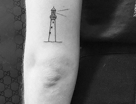 Lighthouse Small Tattoo, Small Light House Tattoo, Tiny Lighthouse Tattoo, Dainty Lighthouse Tattoo, Edinburgh Tattoo Ideas, Small Car Tattoos For Women, Light House Tattoo, 2025 Prayer, Madrid Tattoo