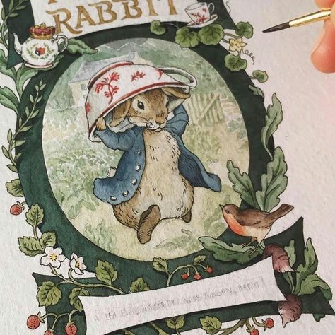 Beatrix Potter Style Illustrations, Peter Rabbit Art, Fairytale Watercolor, Beatrix Potter Illustrations, Cottagecore Art, Fairytale Illustration, Celebrity Tattoos, Fairytale Art, Beatrix Potter