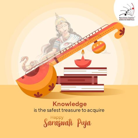 May the supreme goddess Saraswati ignite the zeal to learn, acquire, adapt the art of creativity and give us the vision to lead us on the right path of knowledge and wisdom. Wishing everyone a very happy and prosperous Saraswati Puja. #dishaeyehositals #dishacare #eyecareforall #disha #saraswatipujo #vision #wisdom #power #knowledge #art Happy Saraswati Puja, Saraswati Puja, Goddess Saraswati, Happy Ganesh Chaturthi Images, Saraswati Goddess, On The Right Path, Ganesh Chaturthi Images, Ganesh Wallpaper, Cute Fall Wallpaper