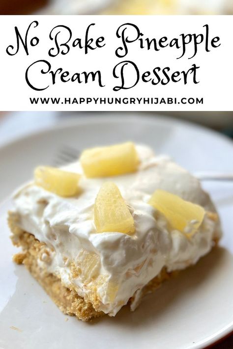 Low on time? Looking for a fresh dessert? Then this no bake pineapple cream dessert is perfect for you! Try it now! Pineapple Cream Dessert, Fresh Pineapple Recipes, Recipes With Cool Whip, Whipped Cream Desserts, Cool Whip Desserts, Pineapple Dessert Recipes, Baked Pineapple, Pineapple Whip, Pineapple Desserts