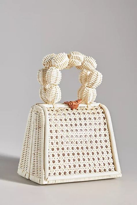 Top-Handle Rattan Bali Bag | Anthropologie Rattan Purse, Rattan Bags, Rattan Handbags, Big Rangoli, Big Rangoli Designs, The Reef, Rattan Bag, Diy Purse, Pretty Bags