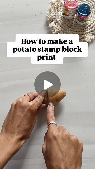 Komal Singh on Instagram: "How to make a potato stamp block print 
.
.
#fabric #blockprinting #diycrafts #diy #handmade #reels #instagood #insta #artist #trend" Potato Stamp Art, Hand Carved Stamps Diy, Potato Stamps, Potato Printing, Potato Stamp, Potato Print, Mom Party, Hand Carved Stamps, Block Print Fabric