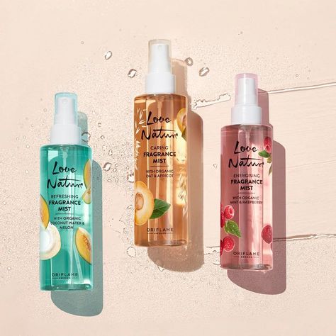 Shower Gel Packaging, Body Wash Packaging, Oriflame Beauty Products, Avon Perfume, Body Splash, Face Mist, Love Nature, Natural Fragrances, Fragrance Mist