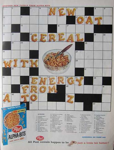 Desain Editorial, Vintage Food, Retro Advertising, Retro Ads, Word Puzzles, Crossword Puzzle, Vintage Recipes, Design Graphique, The 1950s