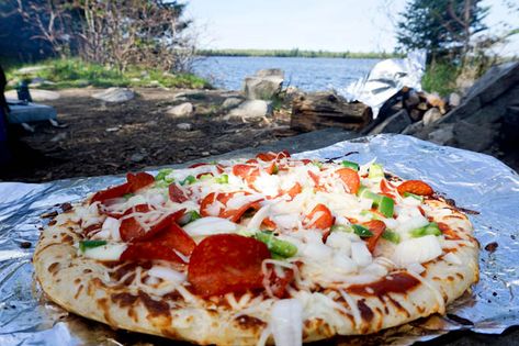 Campfire Pizza, Grateful For Today, Boundary Waters, Fire Food, Going Camping, Pizza Ingredients, Fire Pizza, Campfire Food, Pizza Stone