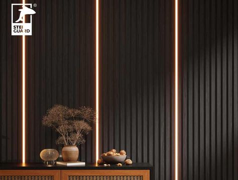 How To Install LED Light On Wood Slat Wall Led Slat Wall, Accent Wall With Led Lights, Slat Wall Lighting, Bedroom Slat Wall, Cozy Condo, Light Office, Wood Slat Wall, Luxury Floor, Wood Cladding