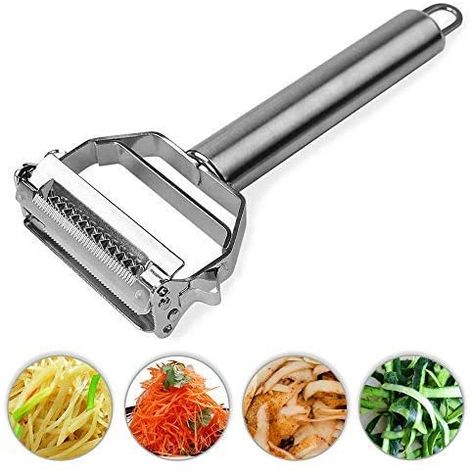 Julienne Peeler,AnGeer Stainless Steel Vegetable Peeler Double-Sided Blade Vegetable Cutter and Fruit Slicer Dual Blade Multifunction Kitchen Utensils: Amazon.ca: Home & Kitchen Julienne Vegetables, Stainless Steel Kitchen Tools, Carrot Vegetable, Julienne Peeler, Multifunctional Kitchen, Fruit Peeler, Potato Peeler, Premium Food, Vegetable Tools