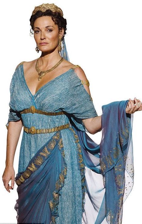 Atlantis Characters, Atlantis Dress, Sarah Parish, Roman Dress, Greek Dress, Roman Costume, Ancient Dress, Red Dress Long, Roman Fashion