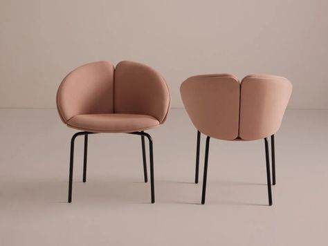 Fabric chair PEACH | Chair by Mobboli Comfortable Armchair, Chair Fabric, Soft Rubber, Dining Room Chairs, Chair Design, Wood Legs, Dining Chairs, Branding Design, Upholstery