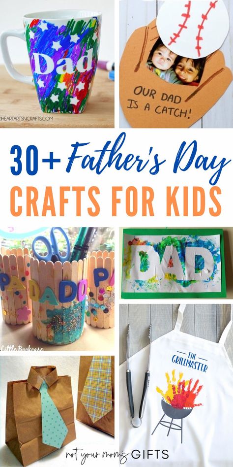 If the kids decide they want to do something extra special for Dad this year, check out this list of 30+ Father's Day Crafts for Kids! | fathers day crafts kids can make | fathers day crafts for kids | fathers day crafts for kids to make | kids fathers day crafts | kids fathers day gift ideas diy | kids fathers day crafts handmade gifts | kids fathers day crafts dads | gifts kids can make for dad | gifts kids can make for fathers day | crafts for fathers day for kids | notyourmomsgifts.com Father's Day Crafts For Kids, Diy Father's Day Cards, Kids Fathers Day Crafts, Diy Father's Day Crafts, Dad Crafts, Fathersday Crafts, Easy Fathers Day Craft, Father's Day Activities, Homemade Fathers Day Gifts