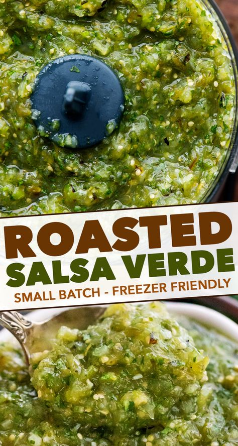 The best salsa verde is made with roasted tomatillos, peppers, onion and garlic! Smoky, a little spicy, slightly sweet, and perfect with salty chips.  Great for Cinco de Mayo, potlucks, enchiladas and more! #salsa #salsaverde #roasted #tomatillo #cincodemayo #chipsandsalsa #mexican #fiesta Incredible Appetizers, Roasted Tomatillo Salsa Verde, Roasted Salsa Verde, Tomatillo Recipes, Best Salsa, Roasted Tomatillo Salsa, Roasted Salsa, Homemade Salsa Verde, The Chunky Chef