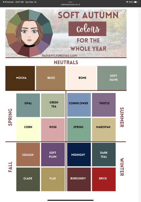 Makeup Soft Autumn, Soft Autumn Colors, Color Palette Autumn, Soft Autumn Makeup, Palette Autumn, Autumn Color Palette Fashion, Soft Autumn Palette, Deep Autumn Color Palette, Autumn Skin